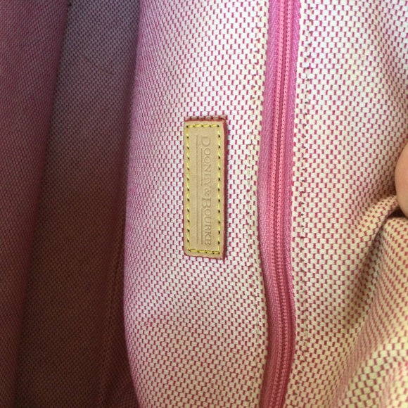 Dooney & Bourke Dome Shoulder Satchel Leather Handbag Crossword Tan Gray Gold - Picture 6 of 16